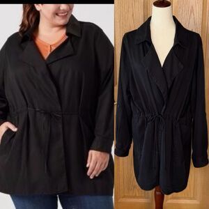Duluth Trading Company Black Tencel Cascading Trench Coat XL